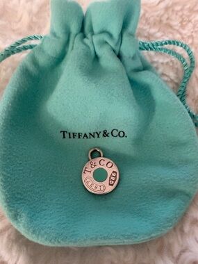 Tiffany & Co. Silver Disc Charm on Tiffany Blue Pouch